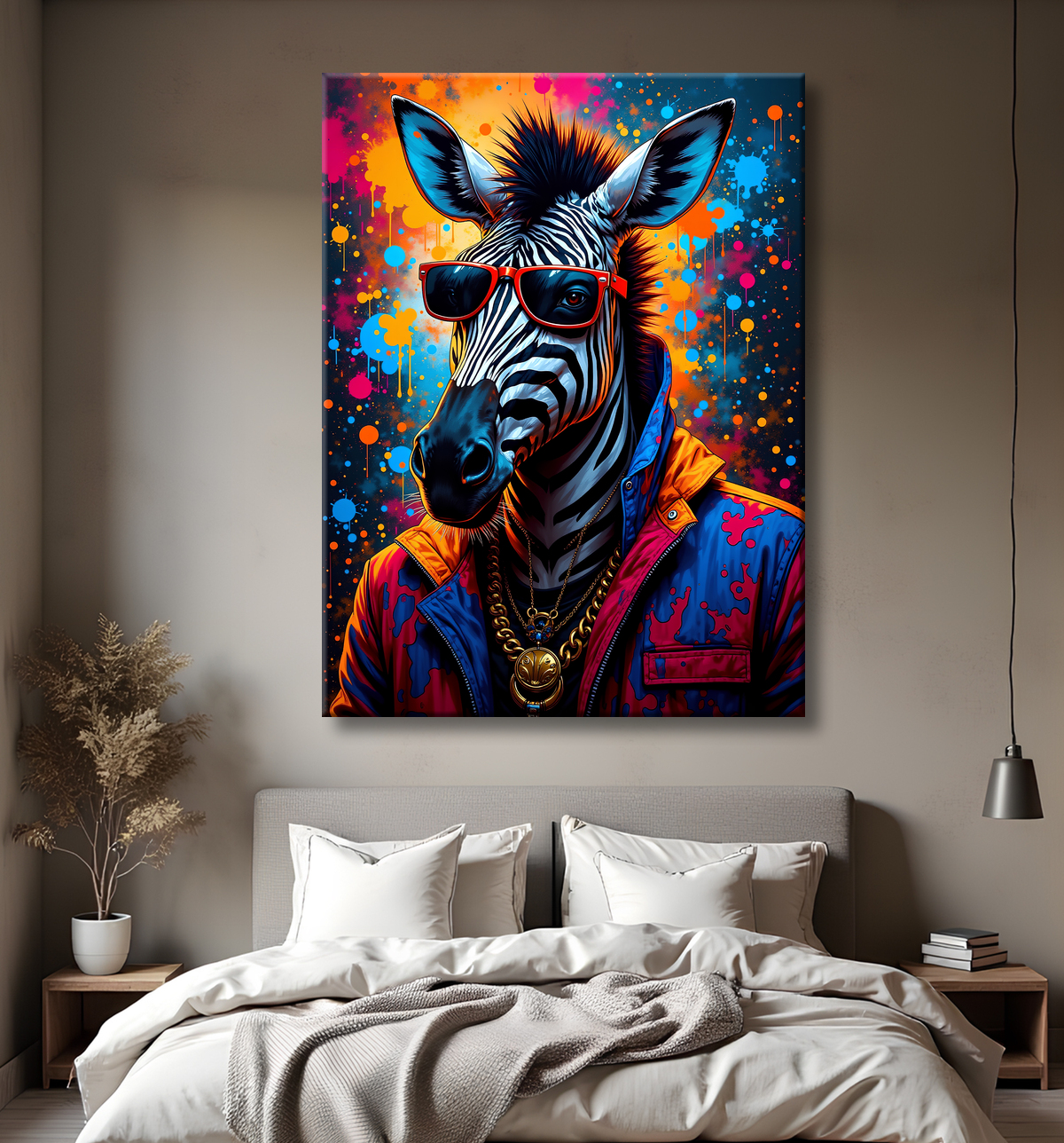 Tableau zèbre graffiti - Art mural audacieux et ultra coloré avec decor