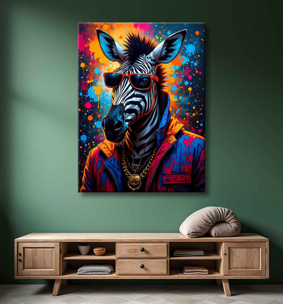 Tableau zèbre graffiti - Art mural audacieux et ultra coloré avec decor