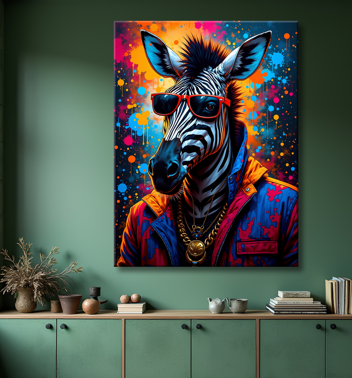 Tableau zèbre graffiti - Art mural audacieux et ultra coloré avec decor