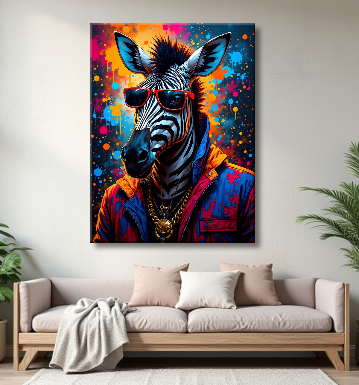 Tableau zèbre graffiti - Art mural audacieux et ultra coloré avec decor
