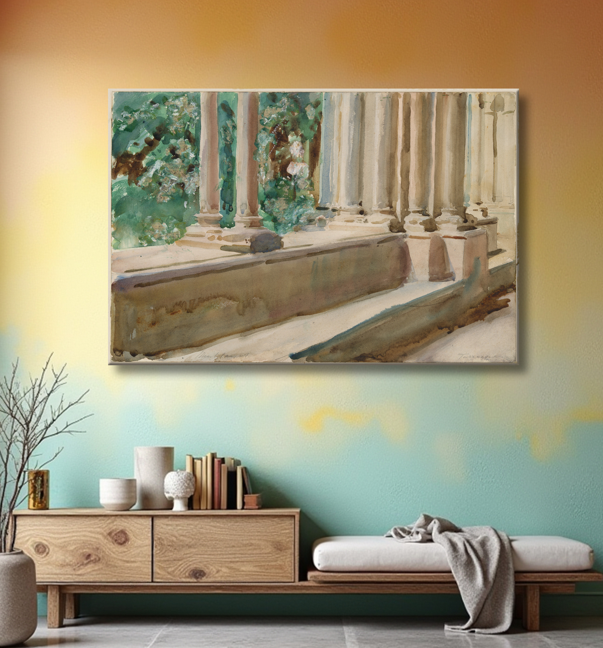 Reproduction Tarragone Terrasse et Jardin de John Singer Sargent avec decor
