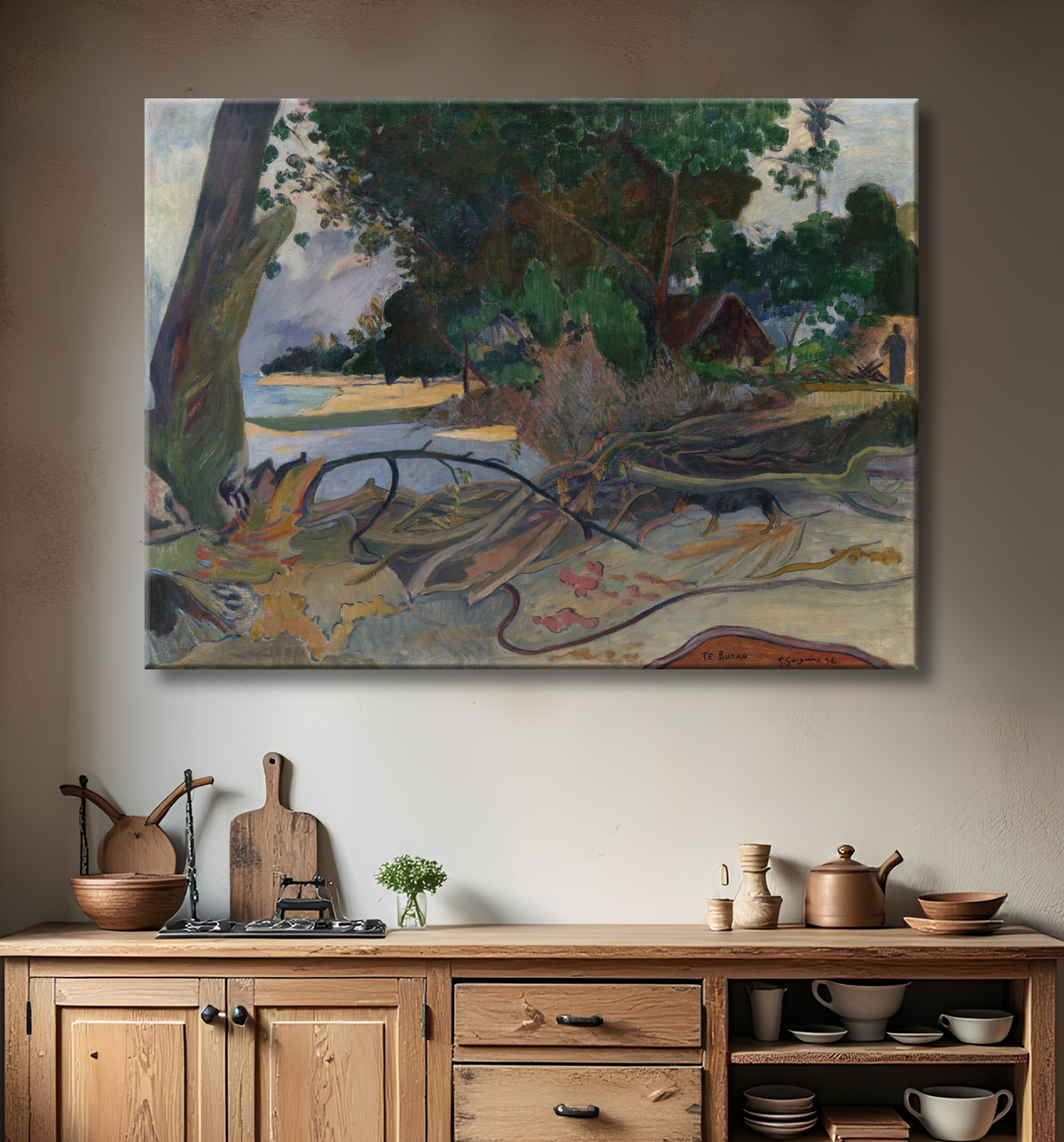 Reproduction Te burao (l'arbre à hibiscus) de Paul Gauguin avec decor