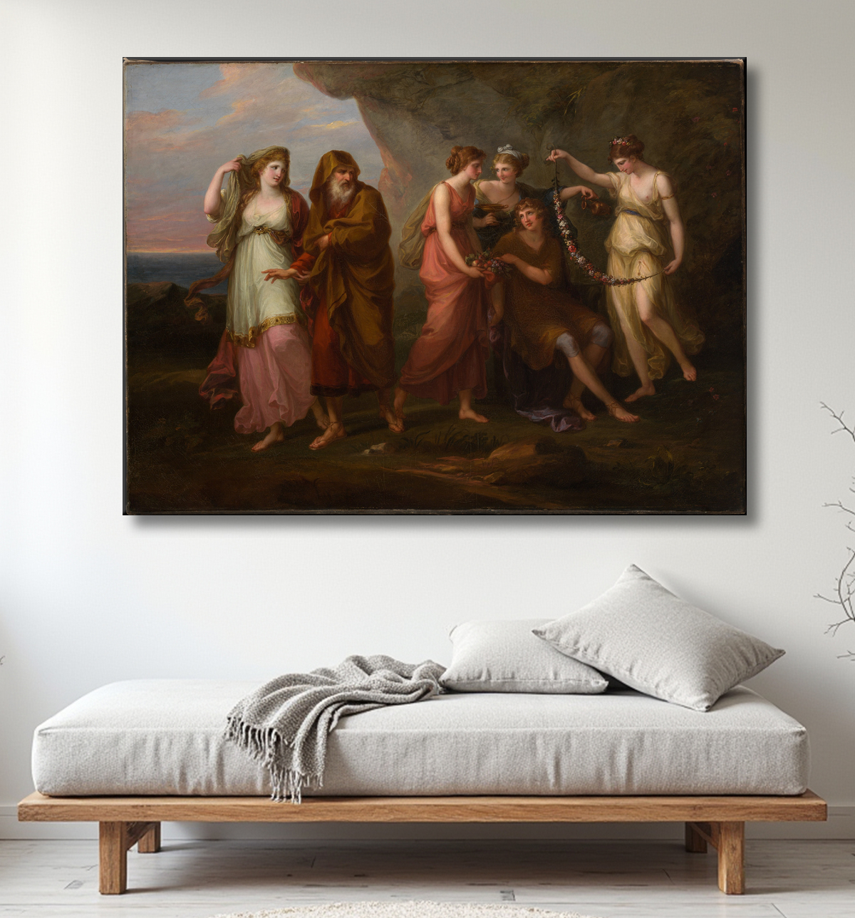 Reproduction Télémaque et les Nymphes de Calypso de Angelica Kauffmann avec decor