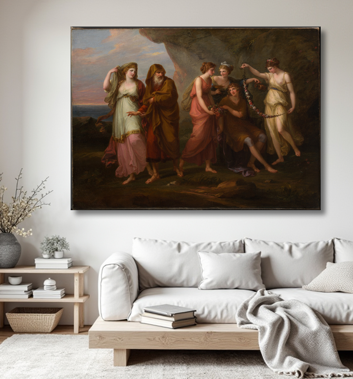 Reproduction Télémaque et les Nymphes de Calypso de Angelica Kauffmann avec decor