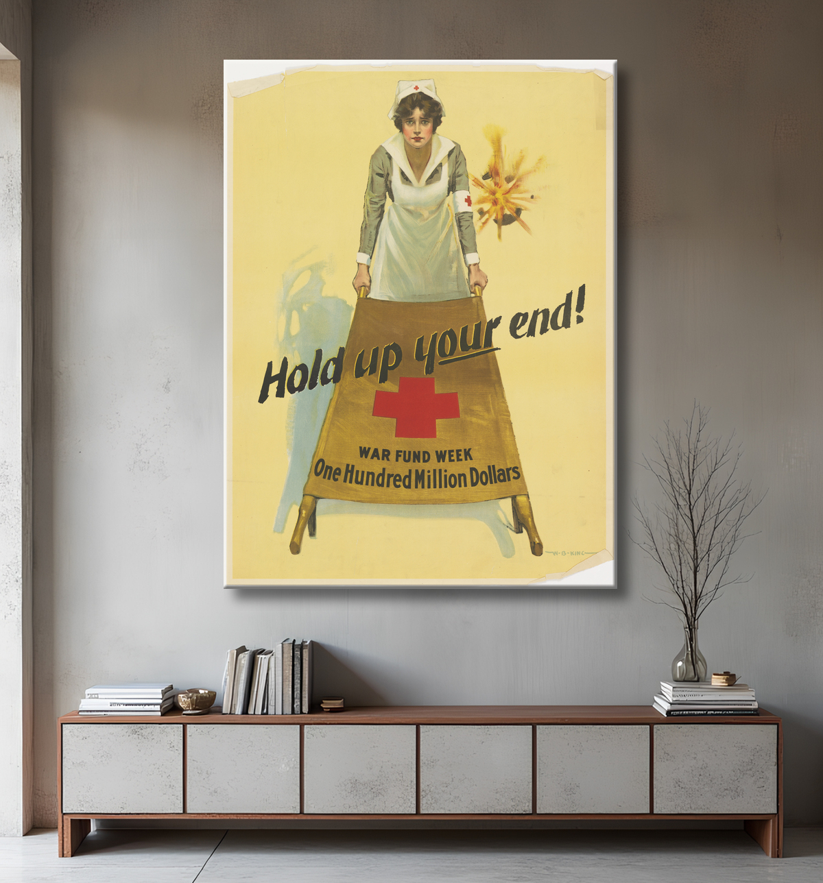 Reproduction Tenez votre fin ! Semaine du fonds de guerre de W. B. King, American, 1880–1927 avec decor