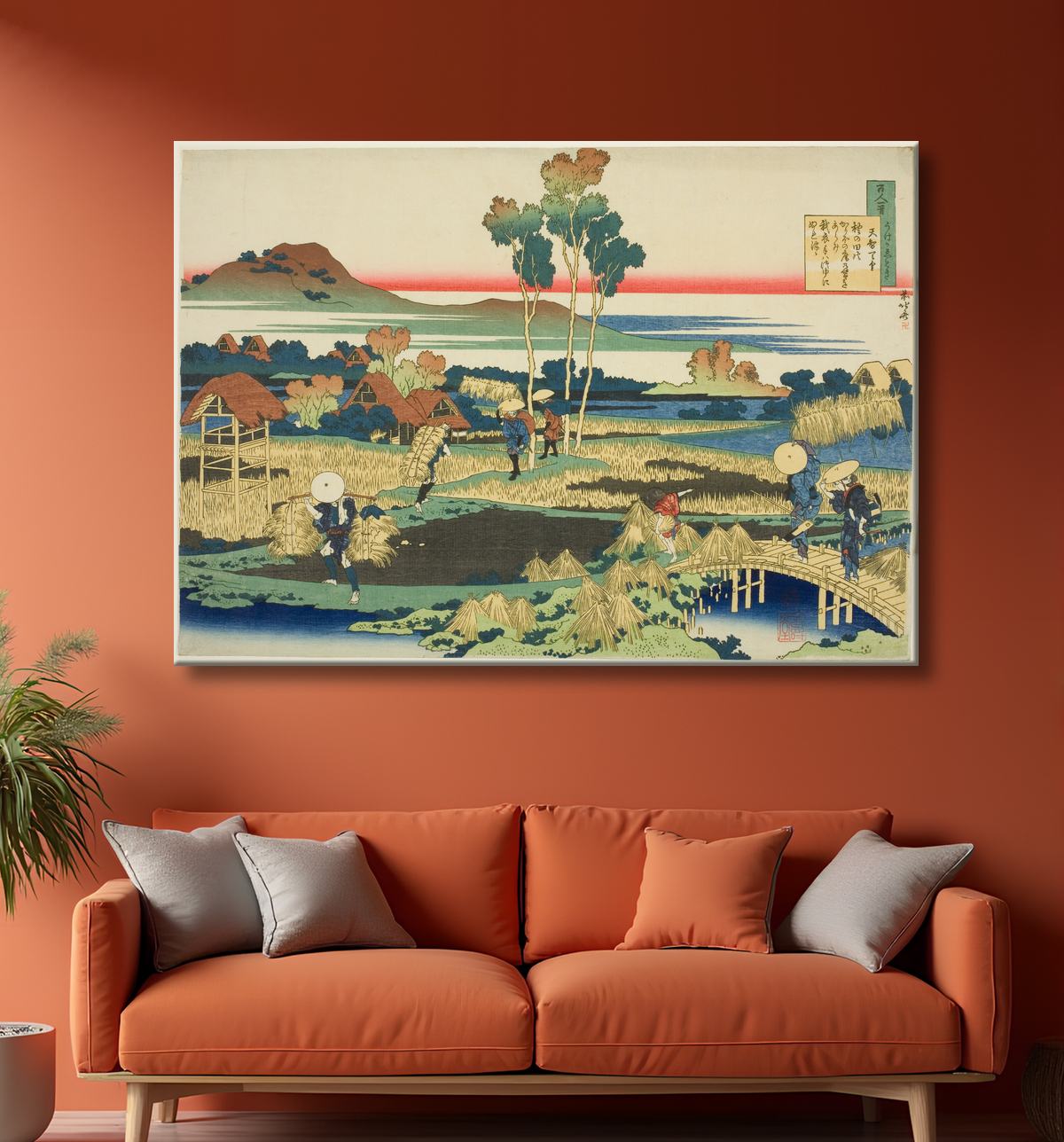 Reproduction Tenji Tenno (L'Empereur Tenji), premier poète de la série Cent poèmes de cent poètes expliqués par l'infirmière de Katsushika Hokusai avec decor