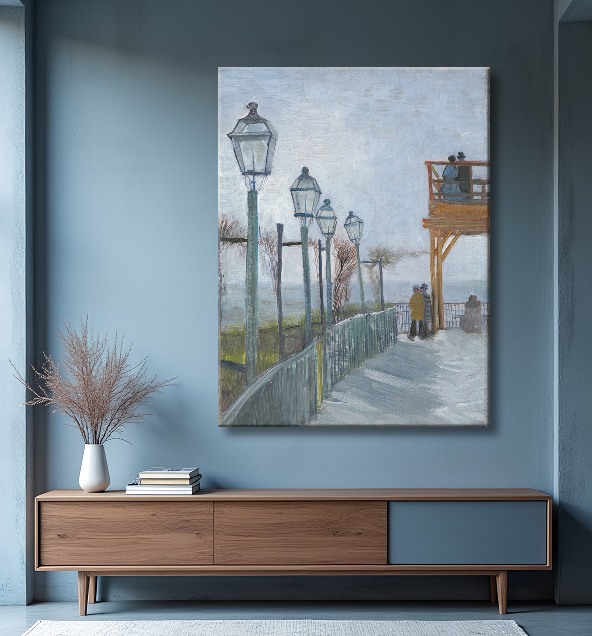Reproduction Terrasse et plate-forme d'observation au Moulin de Blute-Fin, Montmartre de Vincent van Gogh avec decor