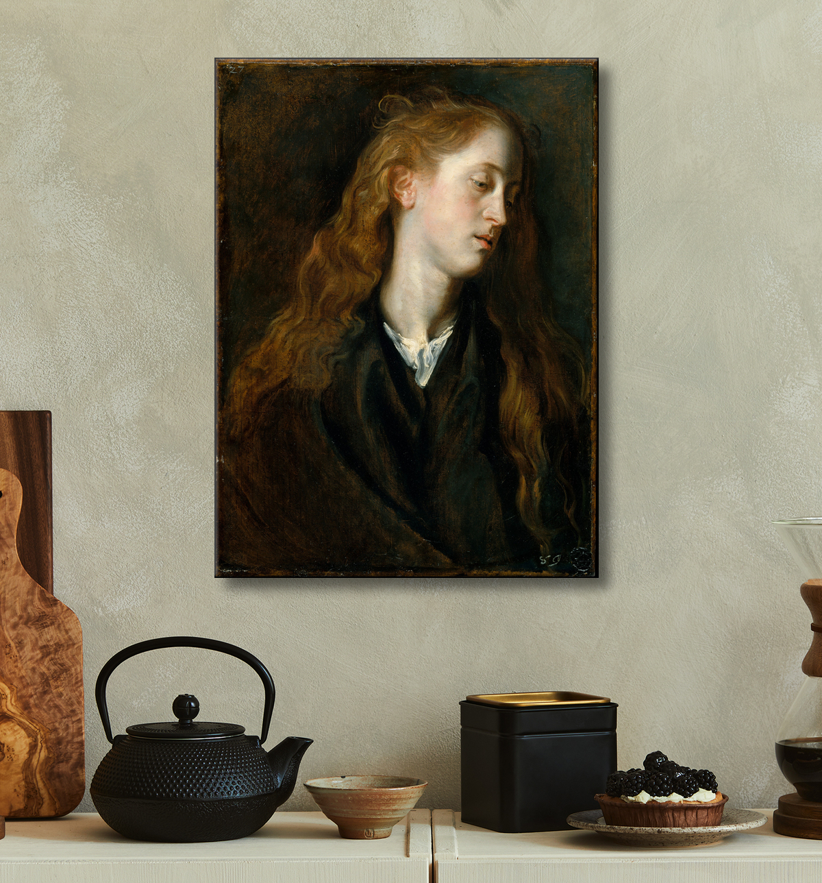 Reproduction Tête d'étude d'une jeune femme de Anthony van Dyck avec decor