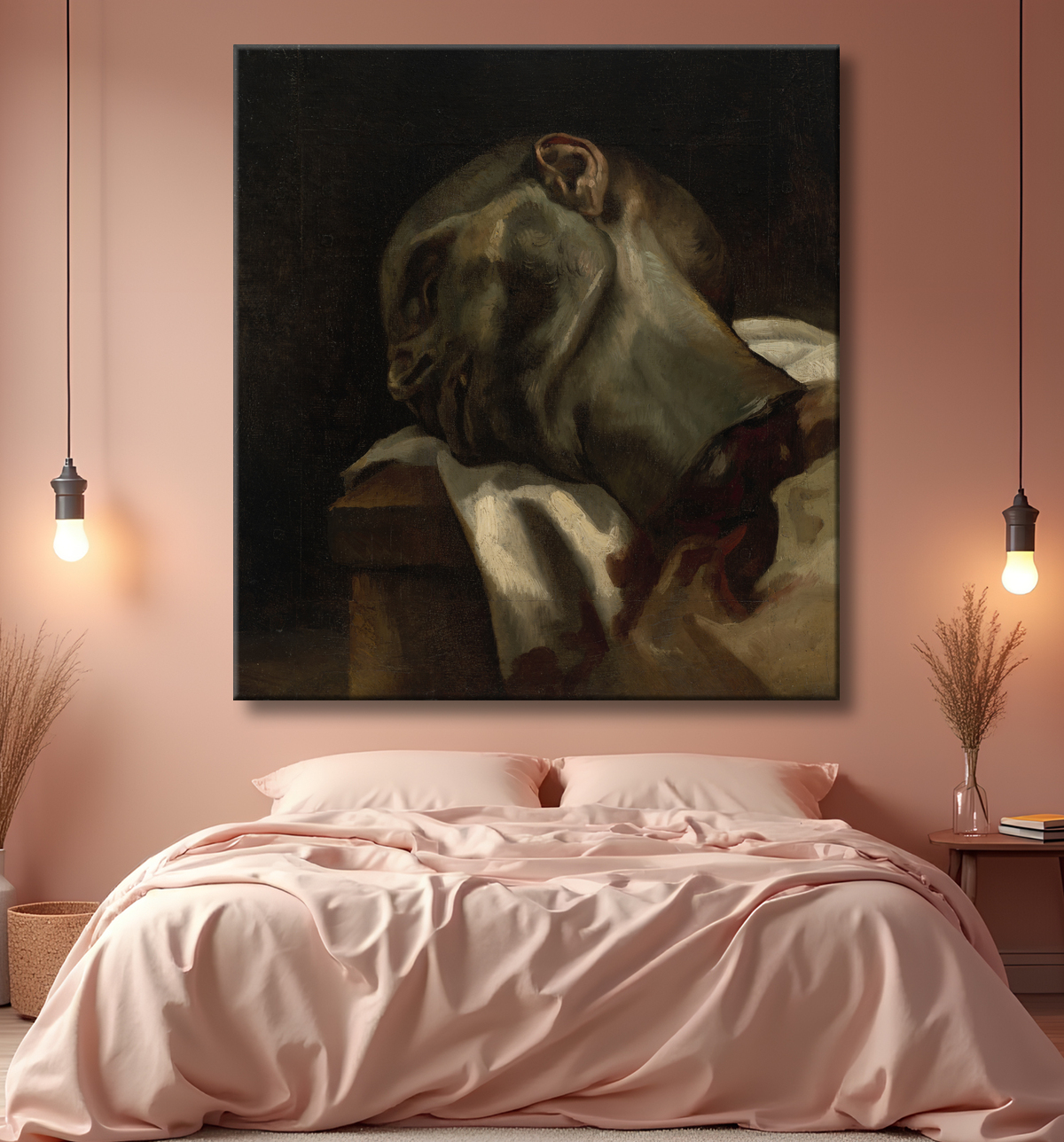 Reproduction Tête d'homme guillotiné de Jean Louis André Théodore Géricault avec decor