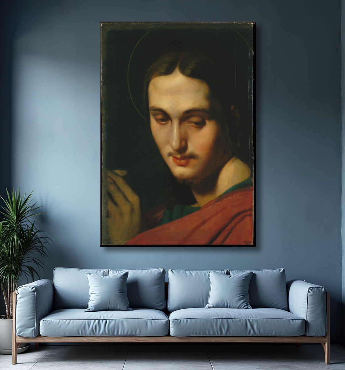Reproduction Tête de Saint Jean l'Evangéliste de Jean Auguste Dominique Ingres avec decor