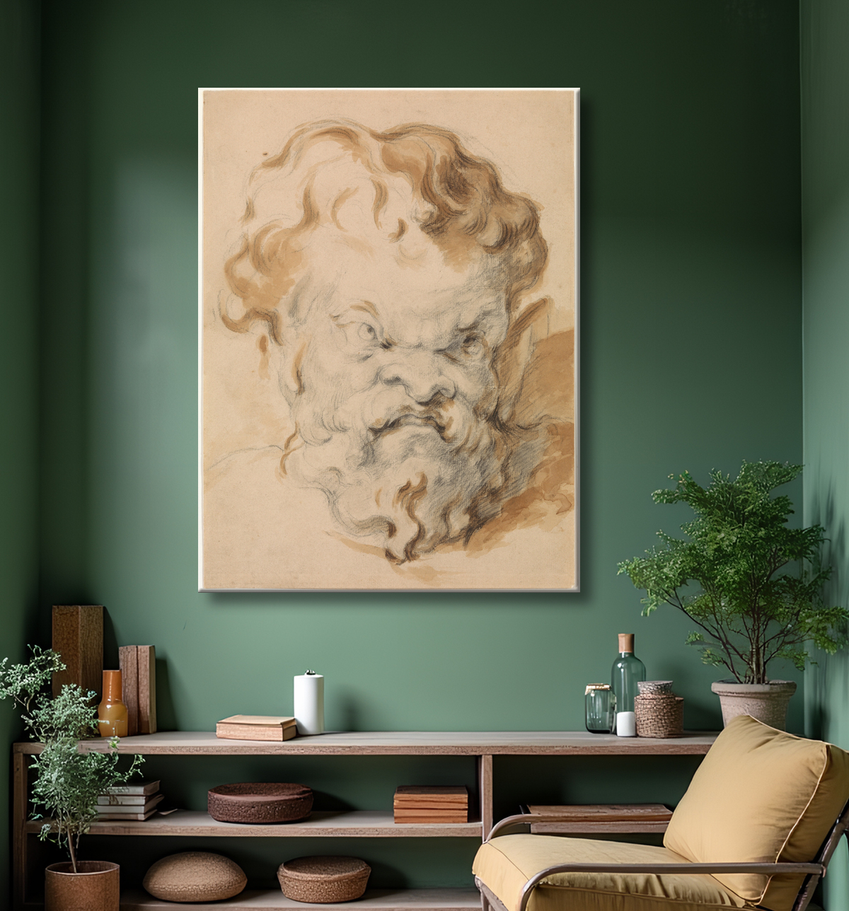 Reproduction Tête de Silène de Paul Cézanne avec decor