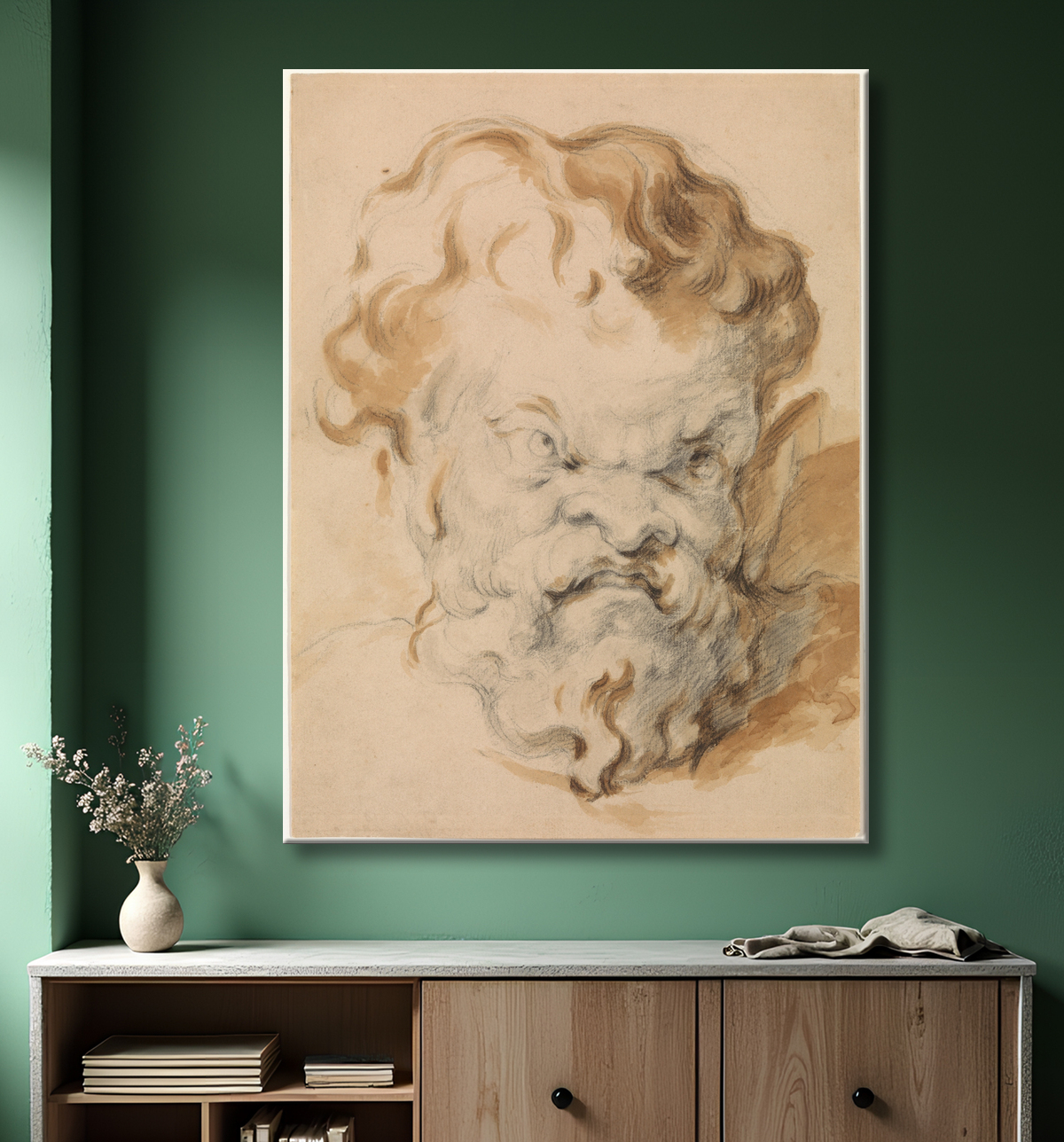 Reproduction Tête de Silène de Paul Cézanne avec decor
