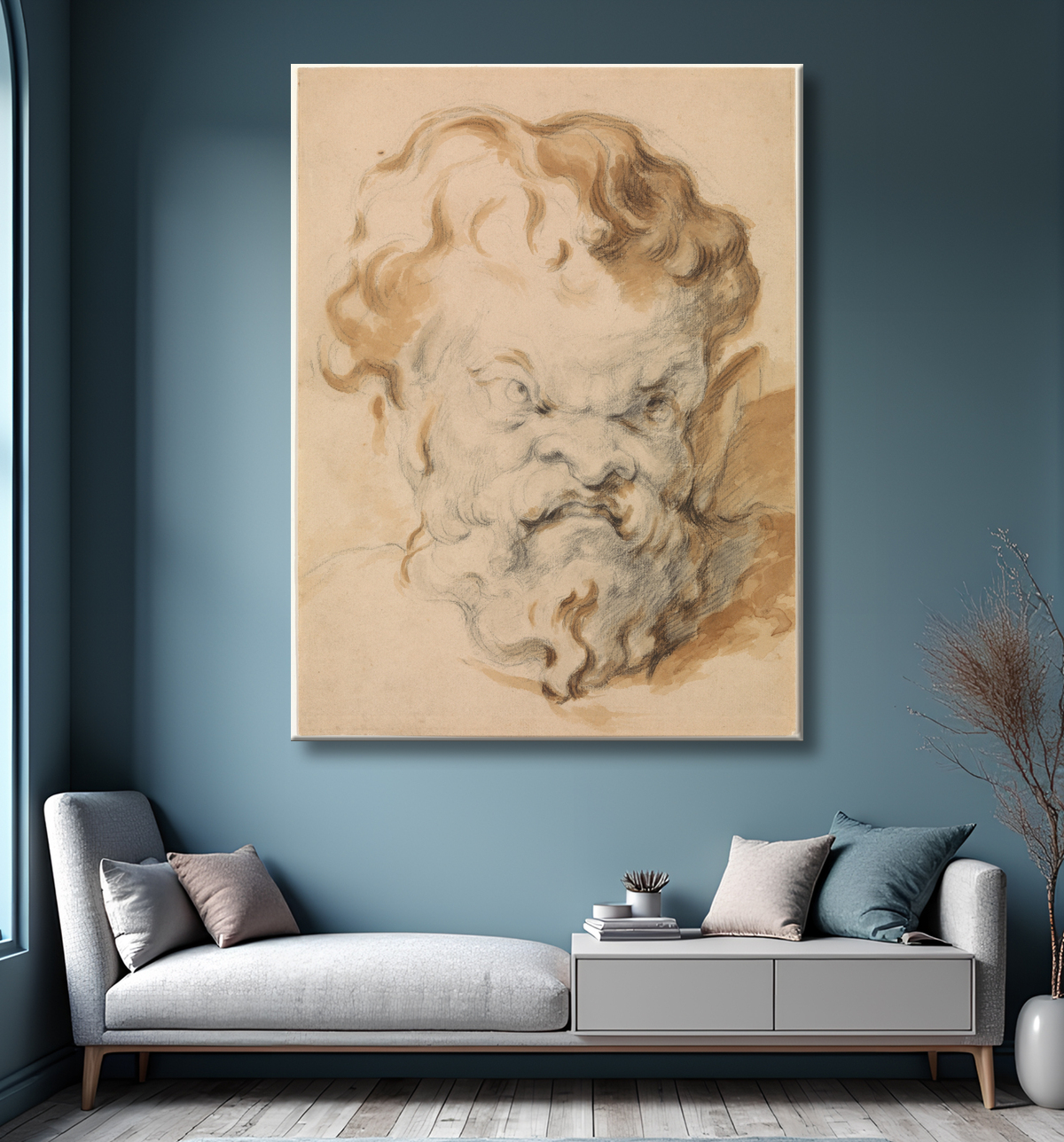 Reproduction Tête de Silène de Paul Cézanne avec decor