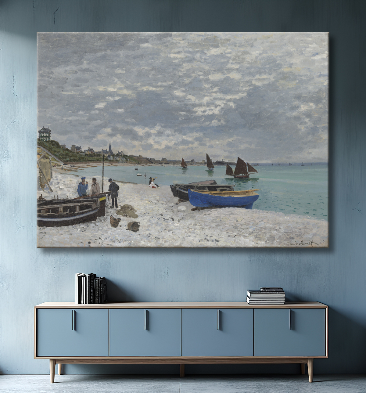 Reproduction The Beach at Sainte-Adresse de Claude Monet avec decor