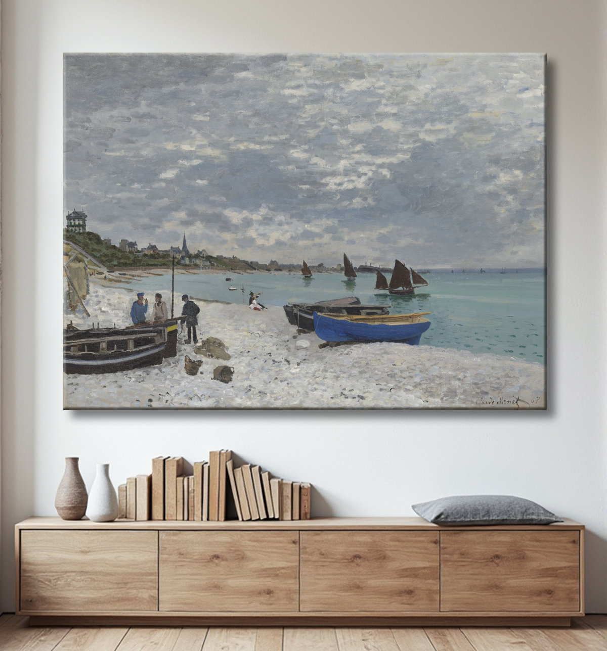 Reproduction The Beach at Sainte-Adresse de Claude Monet avec decor