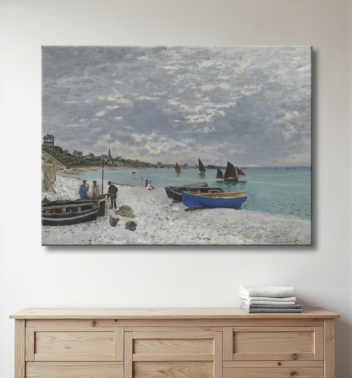 Reproduction The Beach at Sainte-Adresse de Claude Monet avec decor