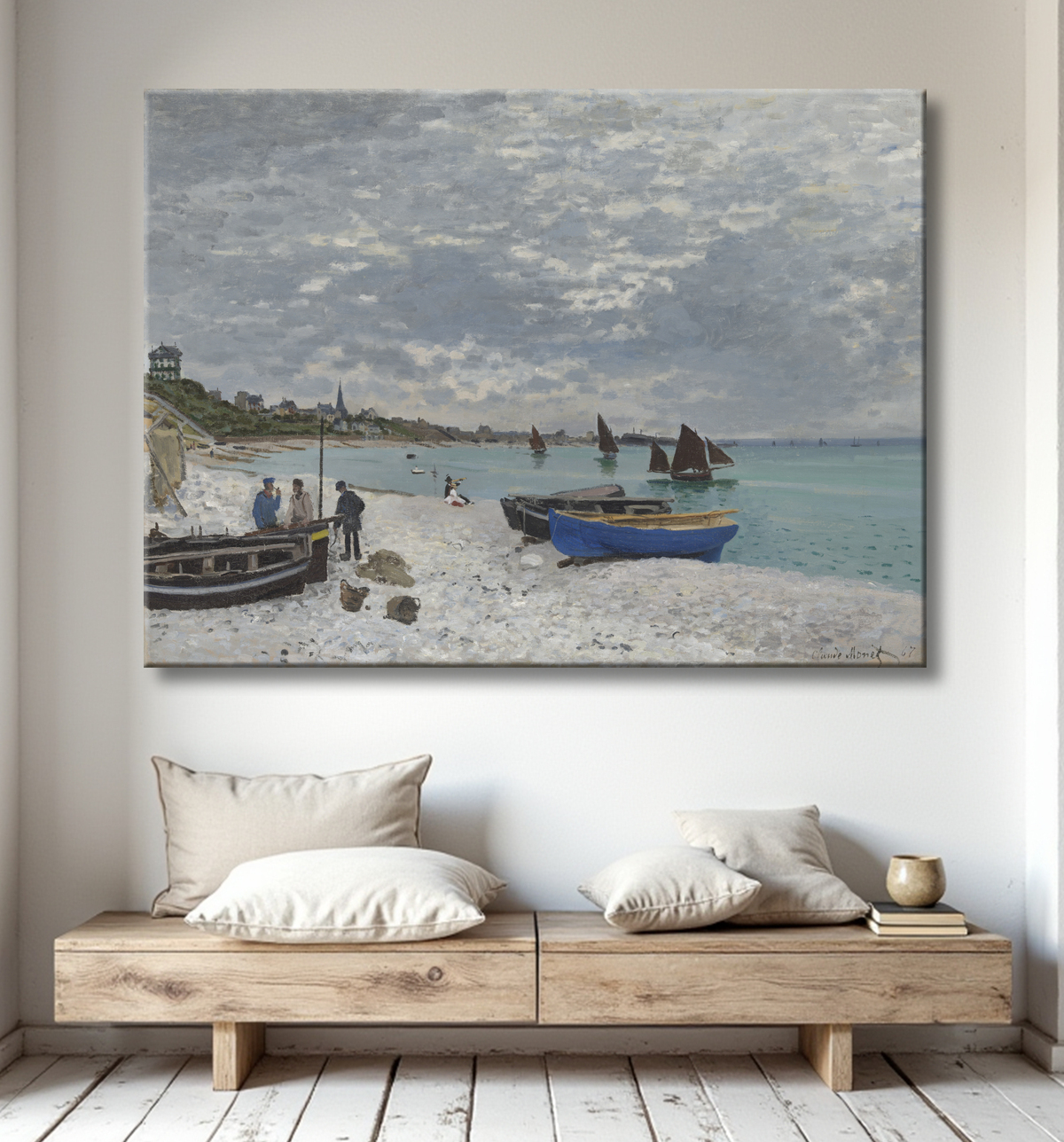 Reproduction The Beach at Sainte-Adresse de Claude Monet avec decor