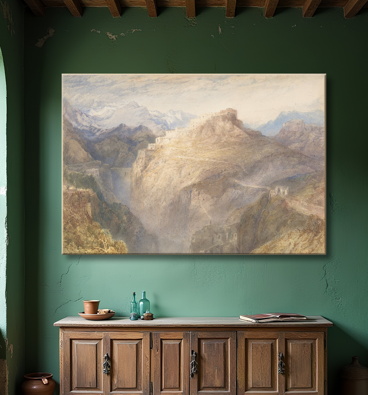 Reproduction The Fort of L'Esseillon, Val de la Maurienne, France de Joseph Mallord William Turner avec decor