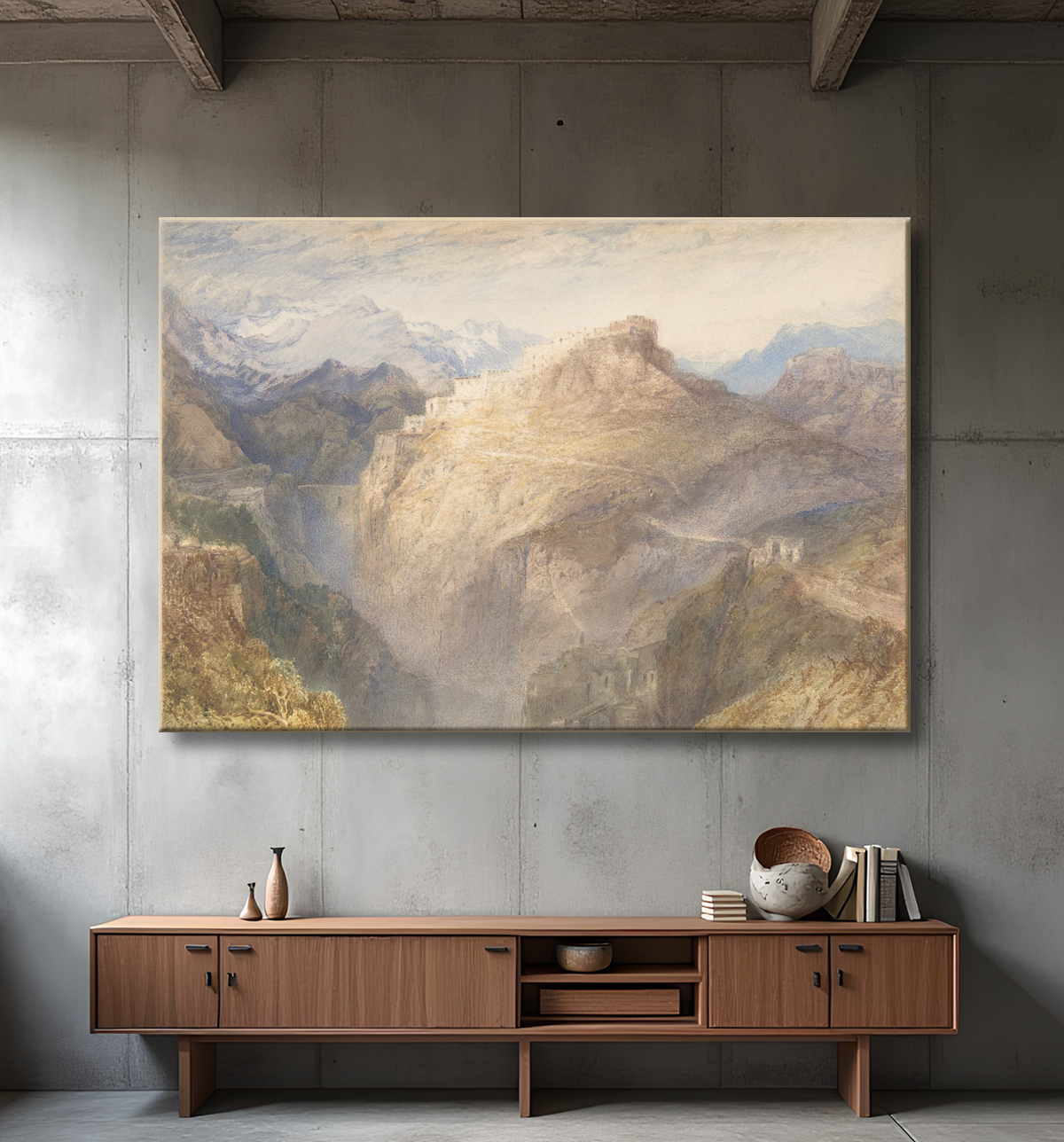Reproduction The Fort of L'Esseillon, Val de la Maurienne, France de Joseph Mallord William Turner avec decor