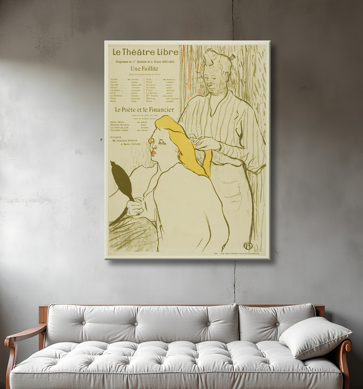 Reproduction The Hairdresser, Program for the Théâtre Libre de Henri de Toulouse-Lautrec avec decor