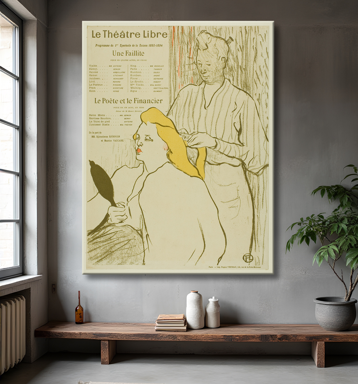 Reproduction The Hairdresser, Program for the Théâtre Libre de Henri de Toulouse-Lautrec avec decor
