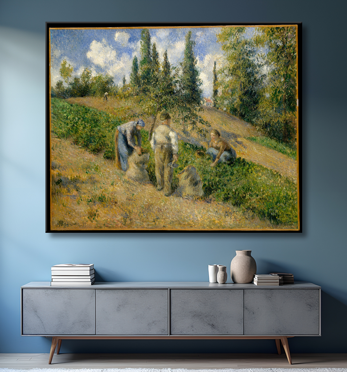 Reproduction The Harvest, Pontoise (La Récolte, Pontoise) de Camille Pissarro avec decor