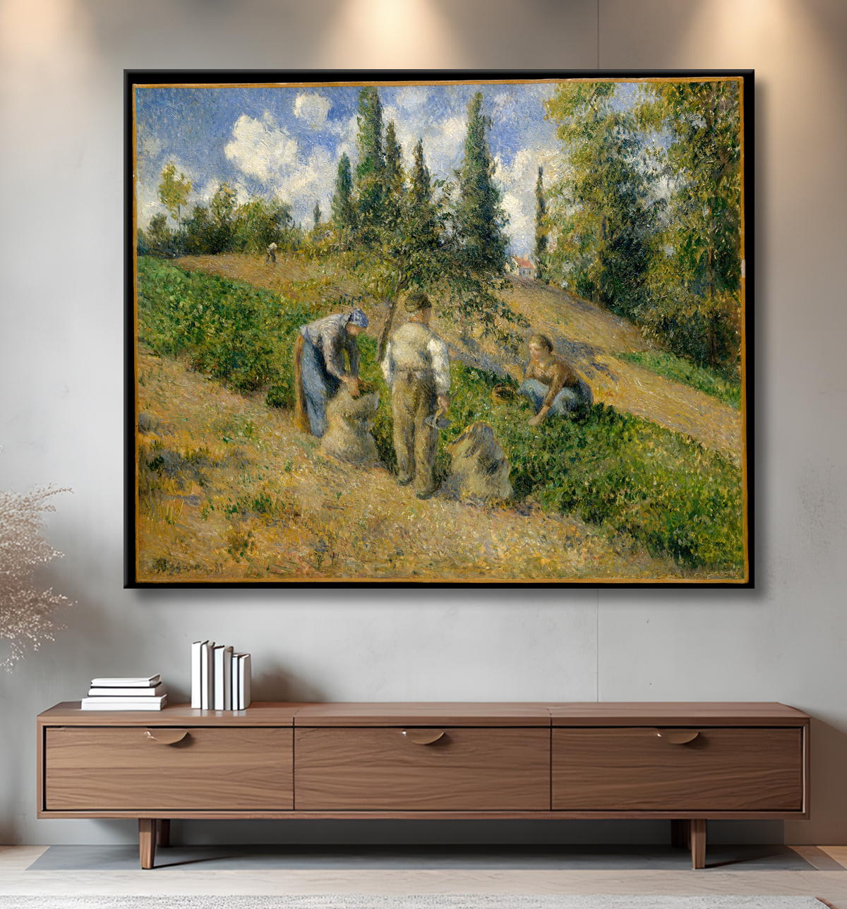 Reproduction The Harvest, Pontoise (La Récolte, Pontoise) de Camille Pissarro avec decor