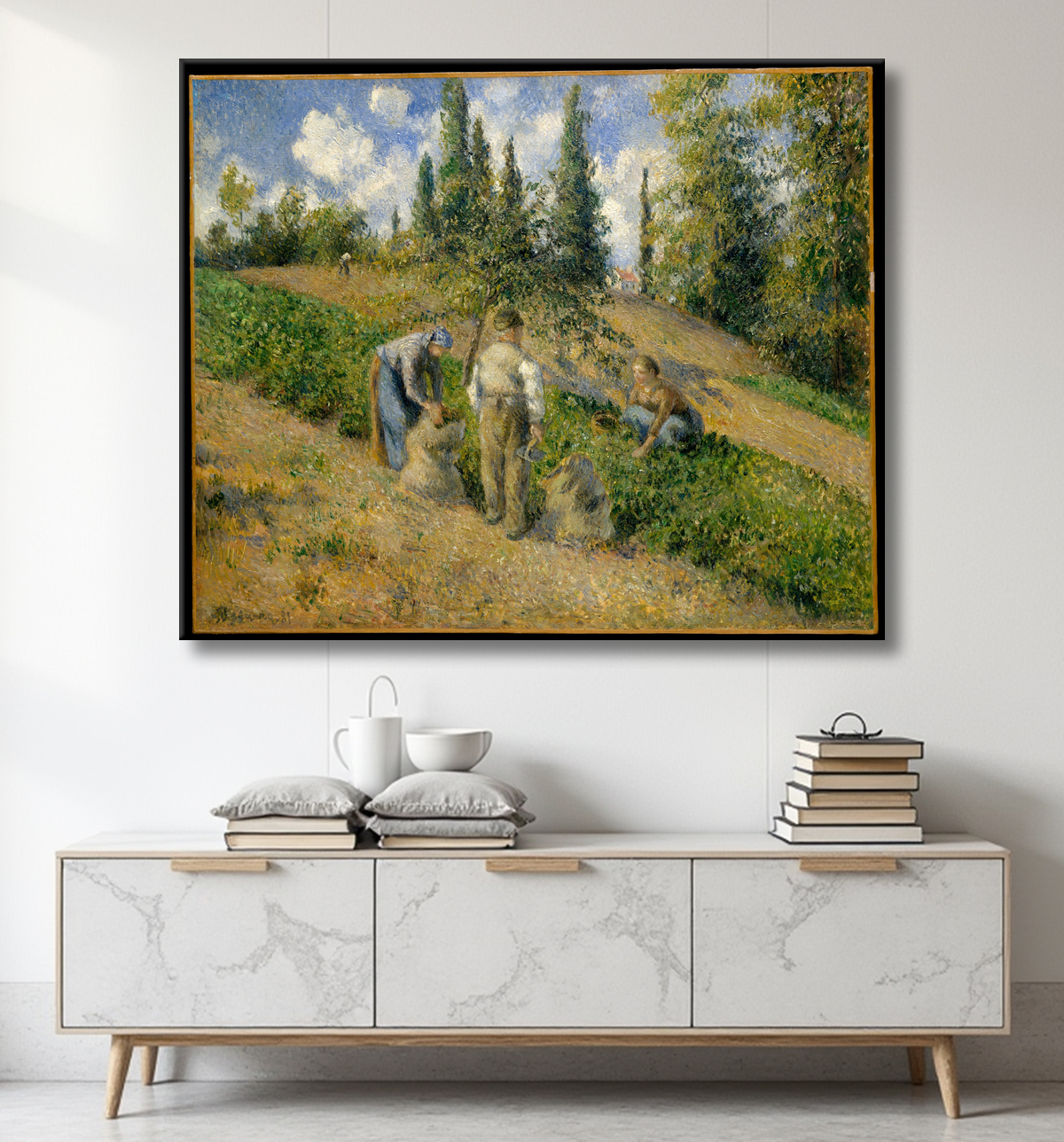 Reproduction The Harvest, Pontoise (La Récolte, Pontoise) de Camille Pissarro avec decor