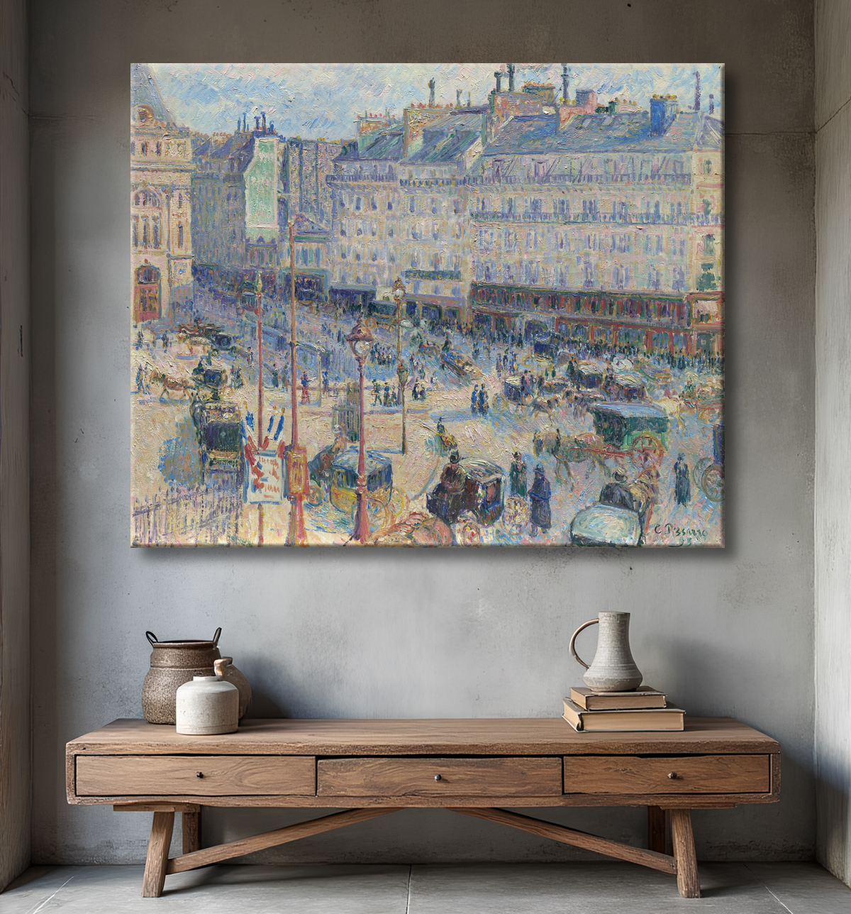 Reproduction The Place du Havre, Paris de Camille Pissarro avec decor
