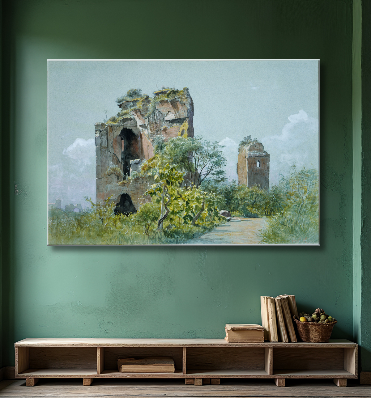 Reproduction Thermes de Trajan (Sette Sale, Villa Brancaccio, Rome) de William Stanley Haseltine avec decor