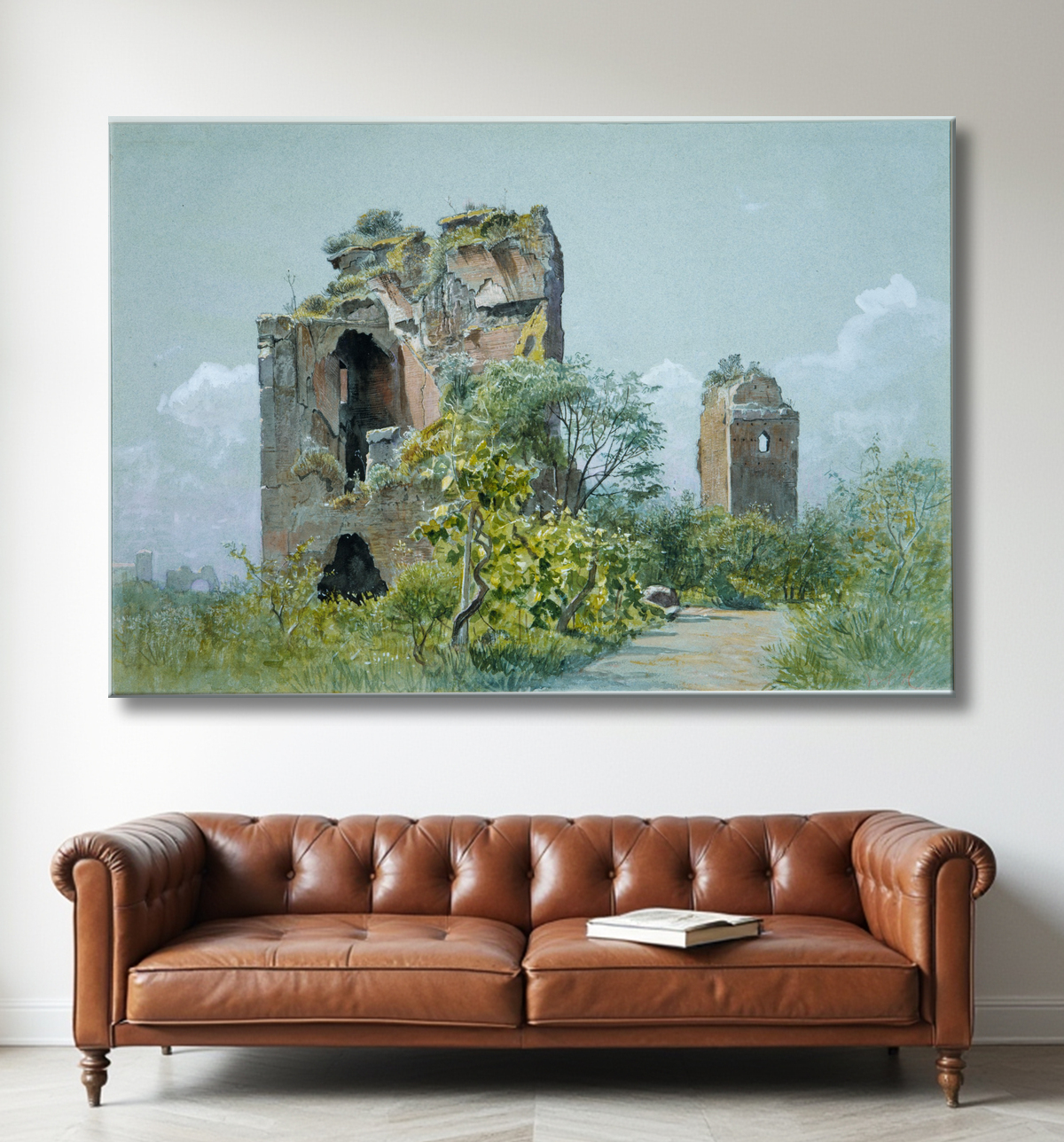 Reproduction Thermes de Trajan (Sette Sale, Villa Brancaccio, Rome) de William Stanley Haseltine avec decor