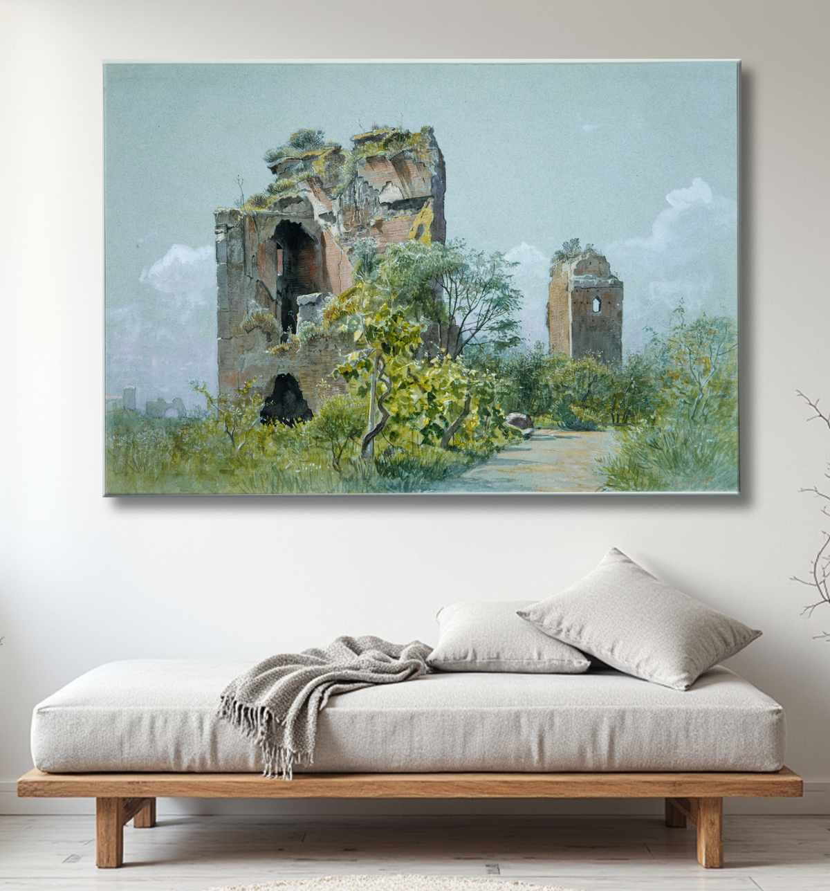 Reproduction Thermes de Trajan (Sette Sale, Villa Brancaccio, Rome) de William Stanley Haseltine avec decor