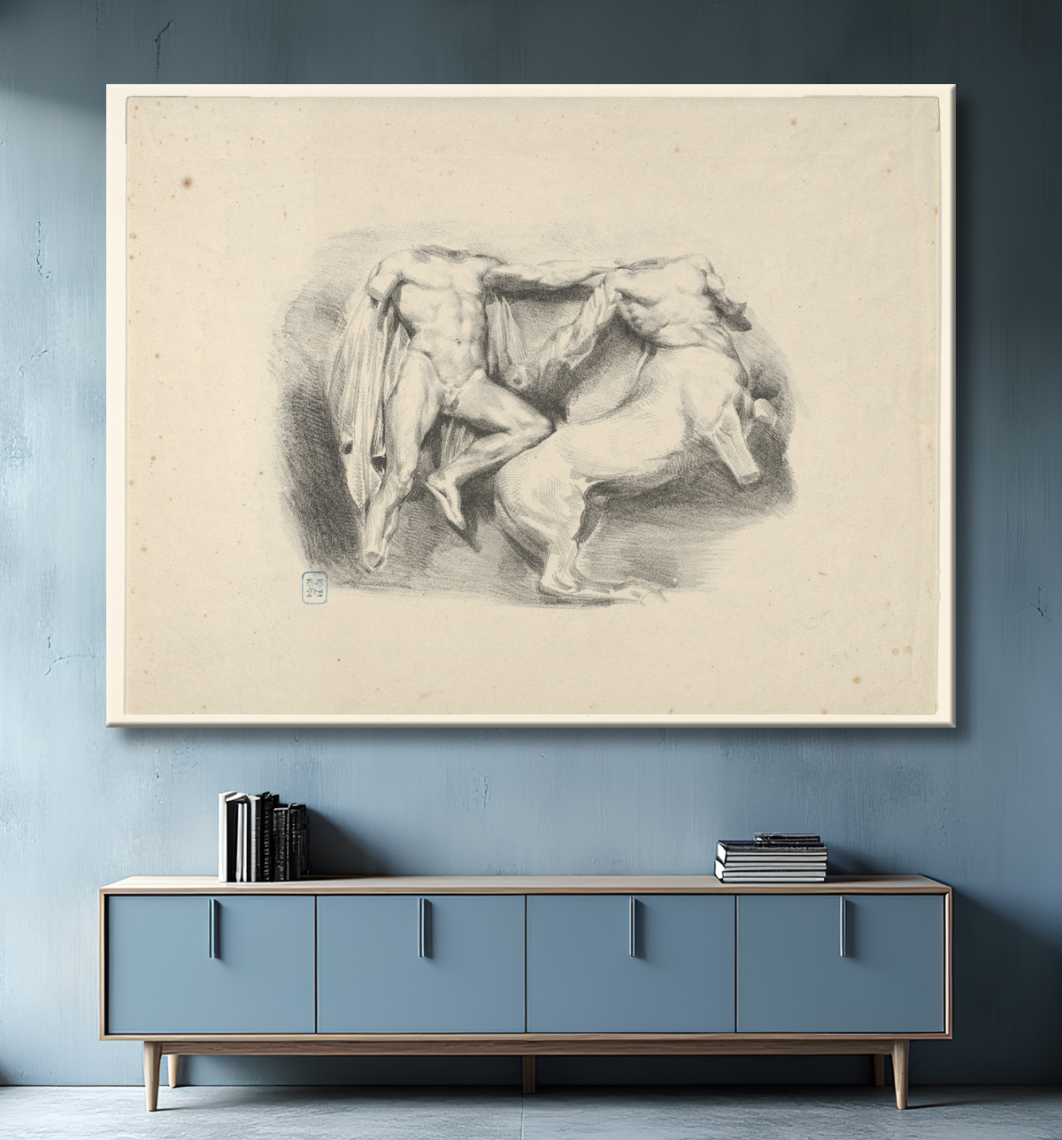 Reproduction Thésée conquérant du centaure Eurytus de Eugène Delacroix avec decor