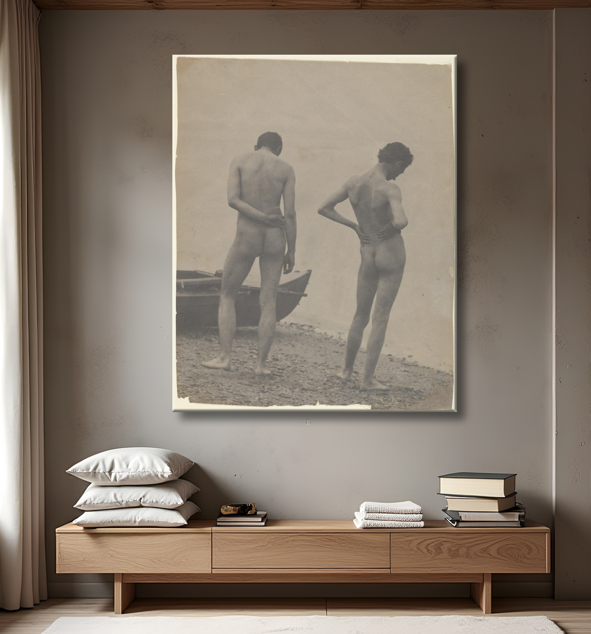Reproduction [Thomas Eakins et John Laurie Wallace sur une plage] de Thomas Eakins avec decor