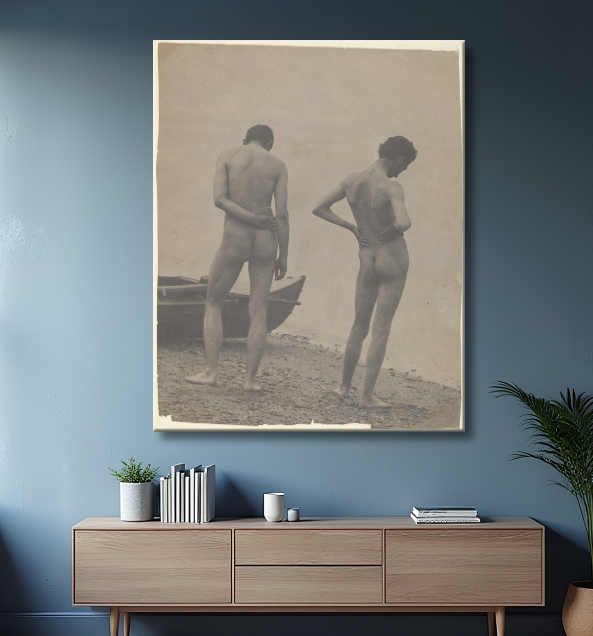 Reproduction [Thomas Eakins et John Laurie Wallace sur une plage] de Thomas Eakins avec decor
