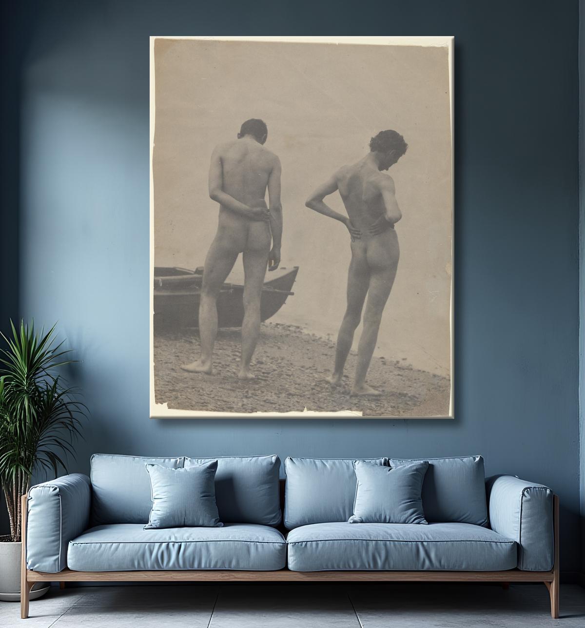 Reproduction [Thomas Eakins et John Laurie Wallace sur une plage] de Thomas Eakins avec decor