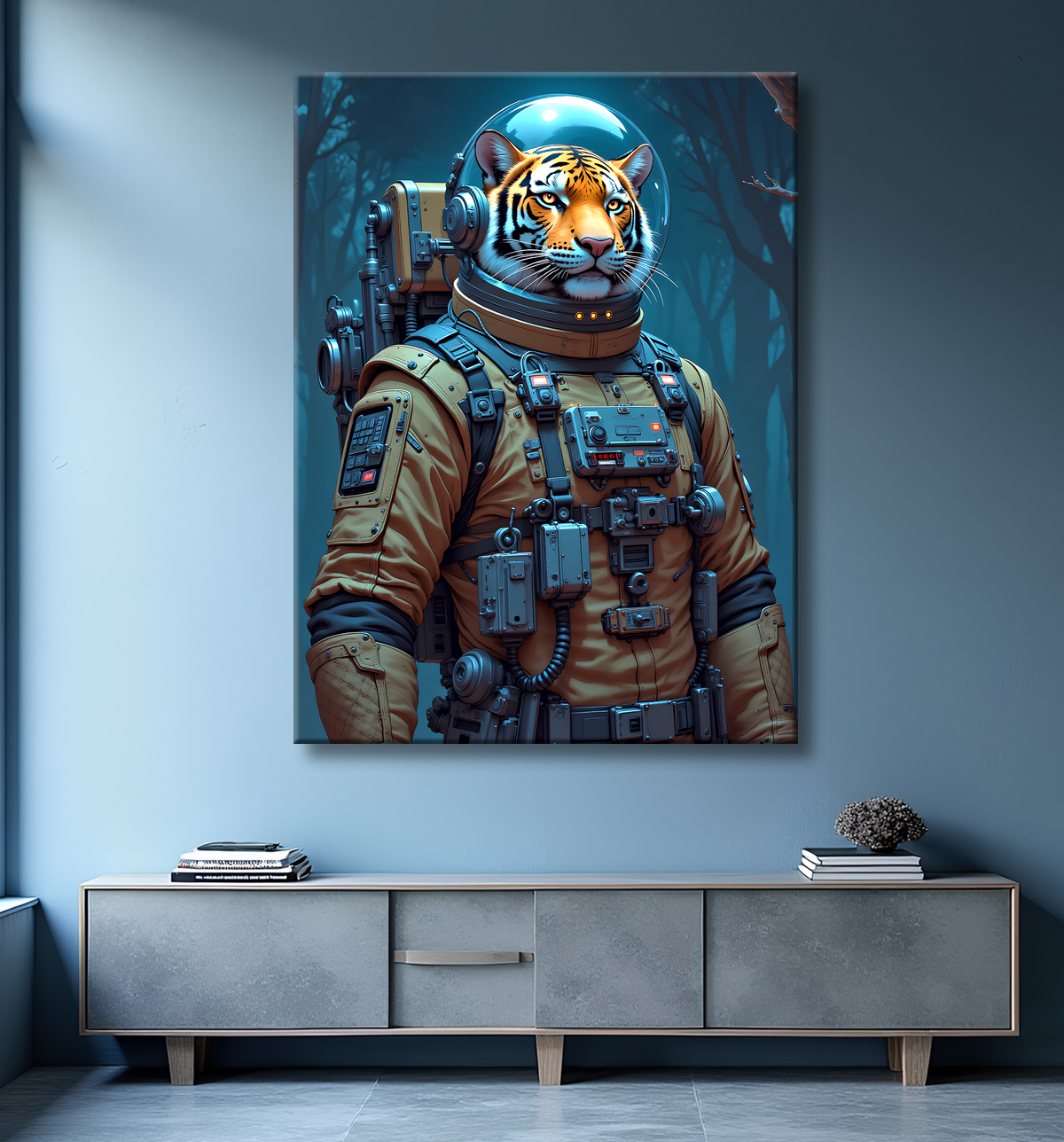 Tableau tigre astronaute - Décoration murale animale originale avec decor