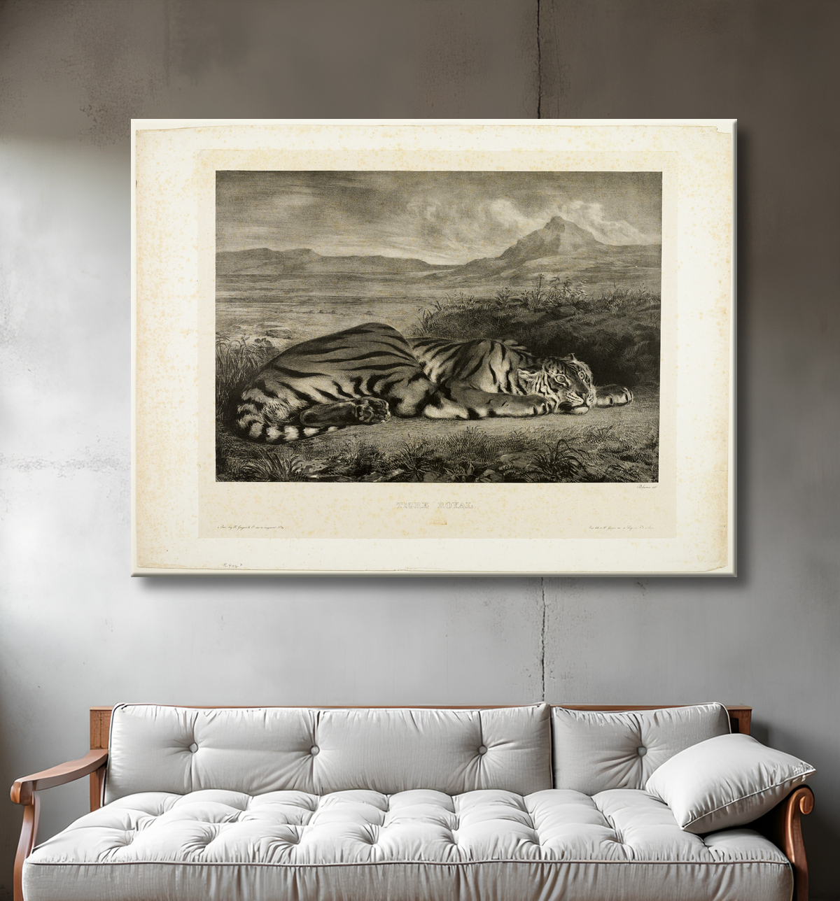 Reproduction Tigre du Bengale de Eugène Delacroix avec decor