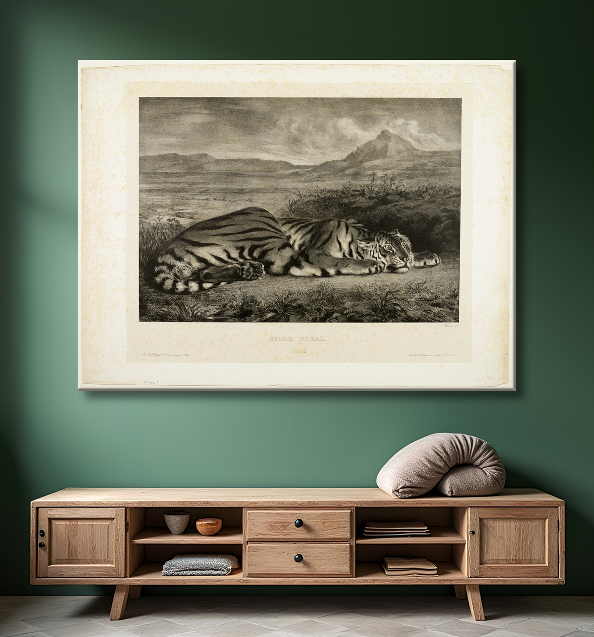 Reproduction Tigre du Bengale de Eugène Delacroix avec decor