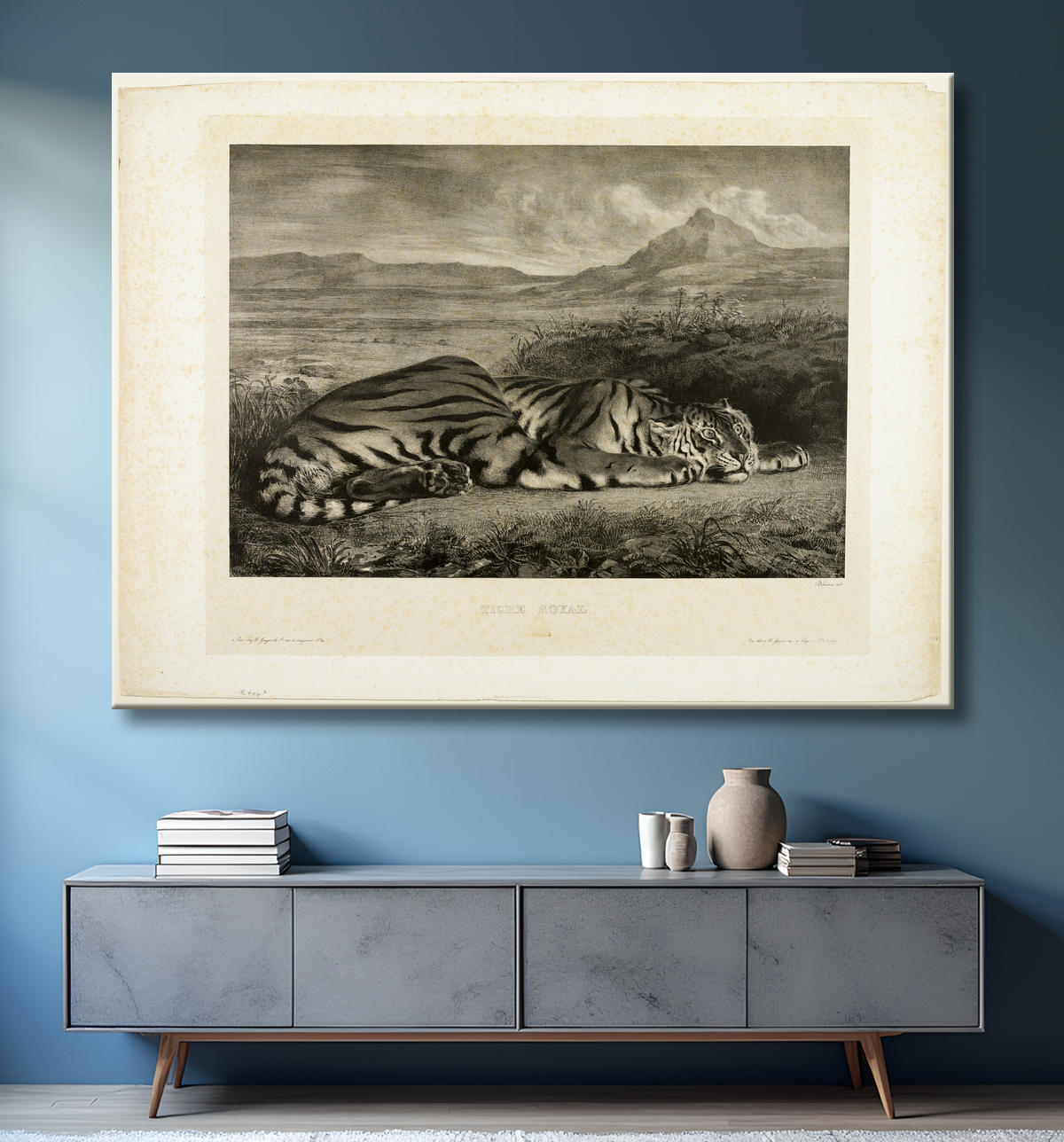 Reproduction Tigre du Bengale de Eugène Delacroix avec decor