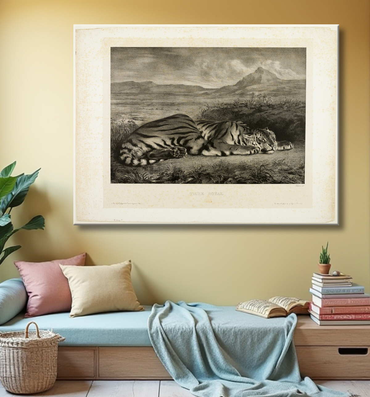 Reproduction Tigre du Bengale de Eugène Delacroix avec decor