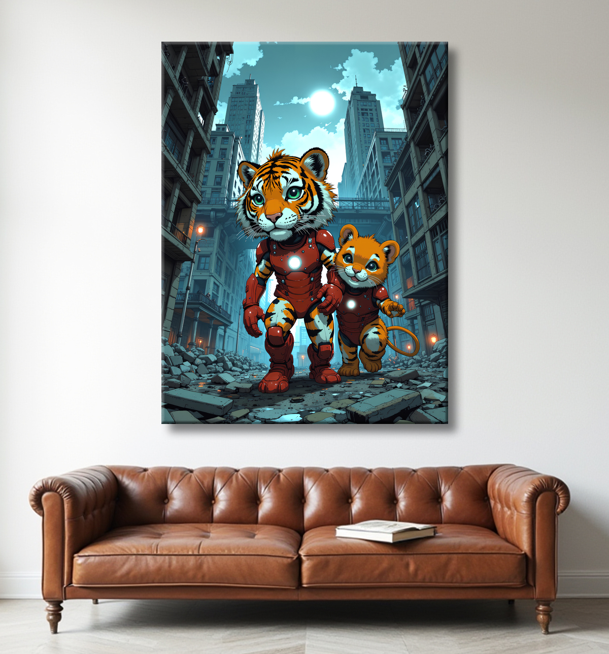 Tableau tigre super-héros coloré | Décoration pop et SF avec decor