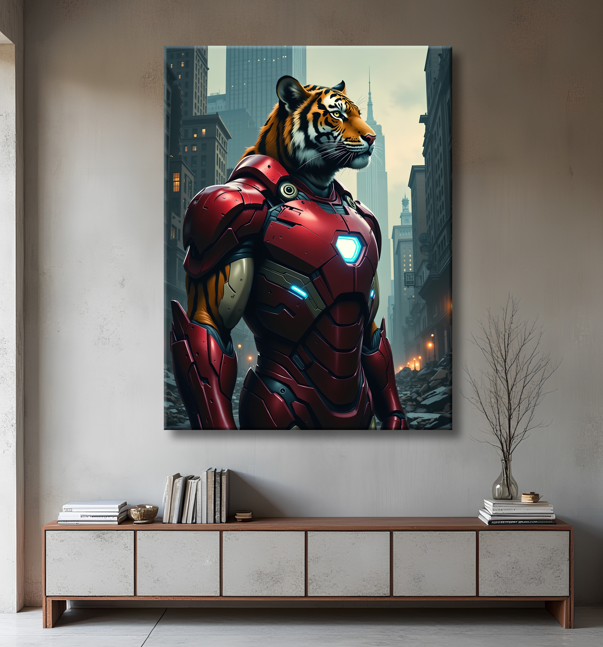 Tableau tigre super-héros coloré | Décoration pop et SF avec decor