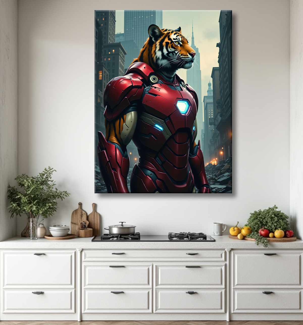 Tableau tigre super-héros coloré | Décoration pop et SF avec decor