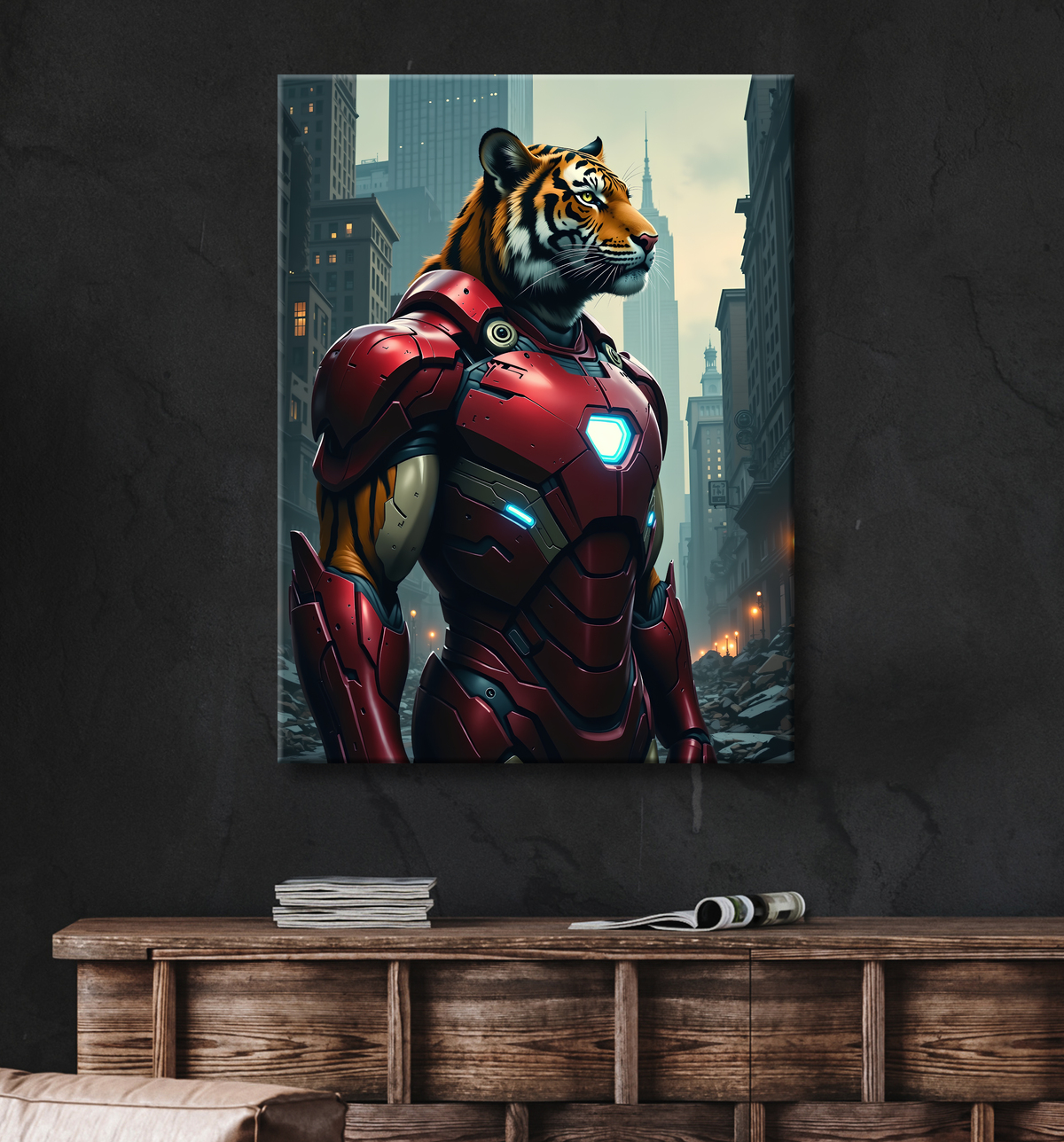 Tableau tigre super-héros coloré | Décoration pop et SF avec decor