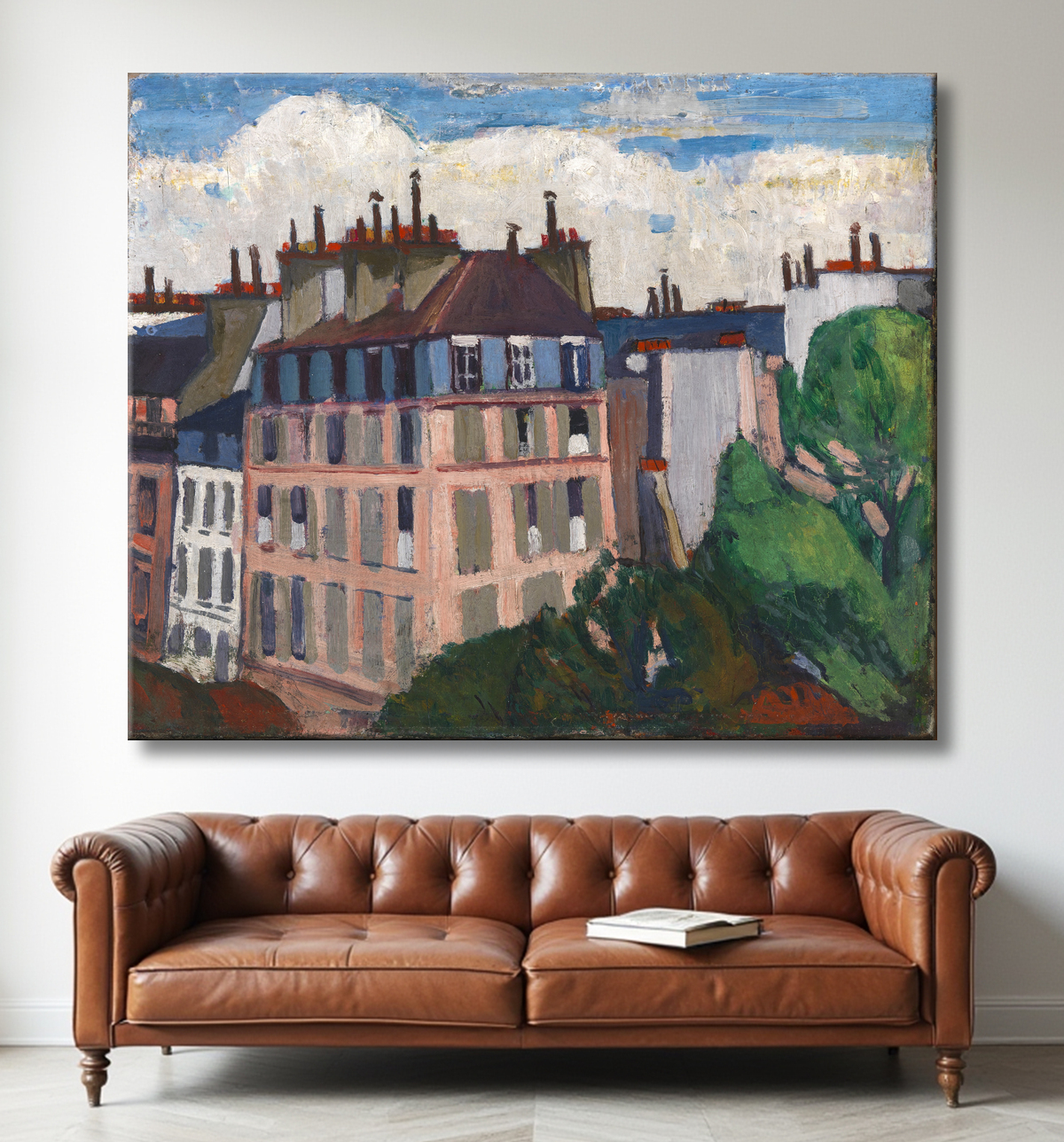Reproduction Toits, Paris de H. Lyman Saÿen, born Philadelphia, PA 1875-died Philadelphia, PA 1918 avec decor