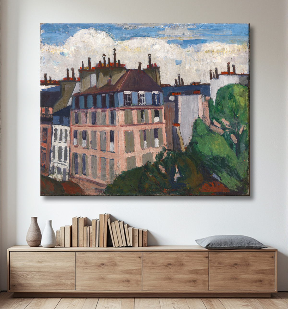 Reproduction Toits, Paris de H. Lyman Saÿen, born Philadelphia, PA 1875-died Philadelphia, PA 1918 avec decor