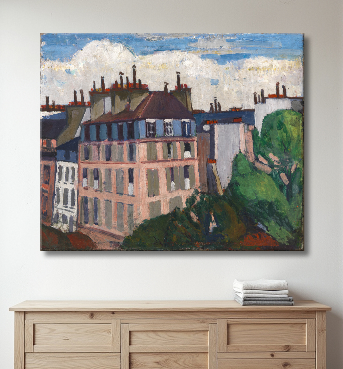 Reproduction Toits, Paris de H. Lyman Saÿen, born Philadelphia, PA 1875-died Philadelphia, PA 1918 avec decor
