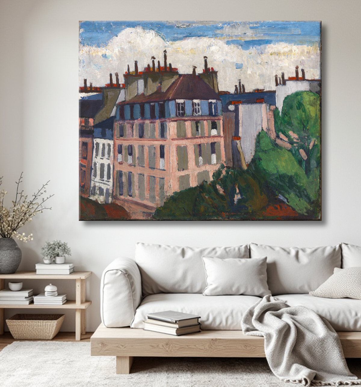Reproduction Toits, Paris de H. Lyman Saÿen, born Philadelphia, PA 1875-died Philadelphia, PA 1918 avec decor