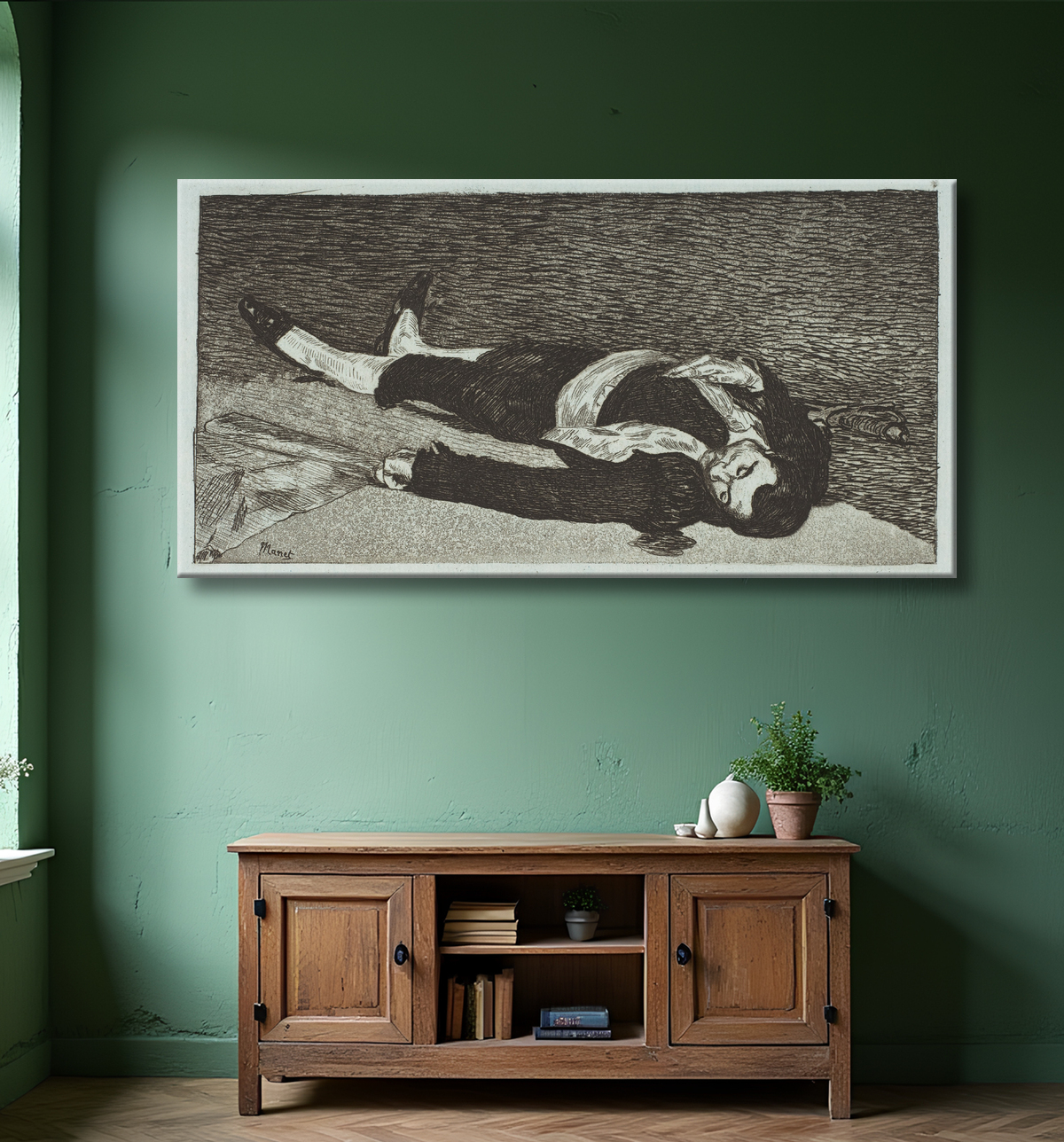 Reproduction Toréador mort de Edouard Manet avec decor